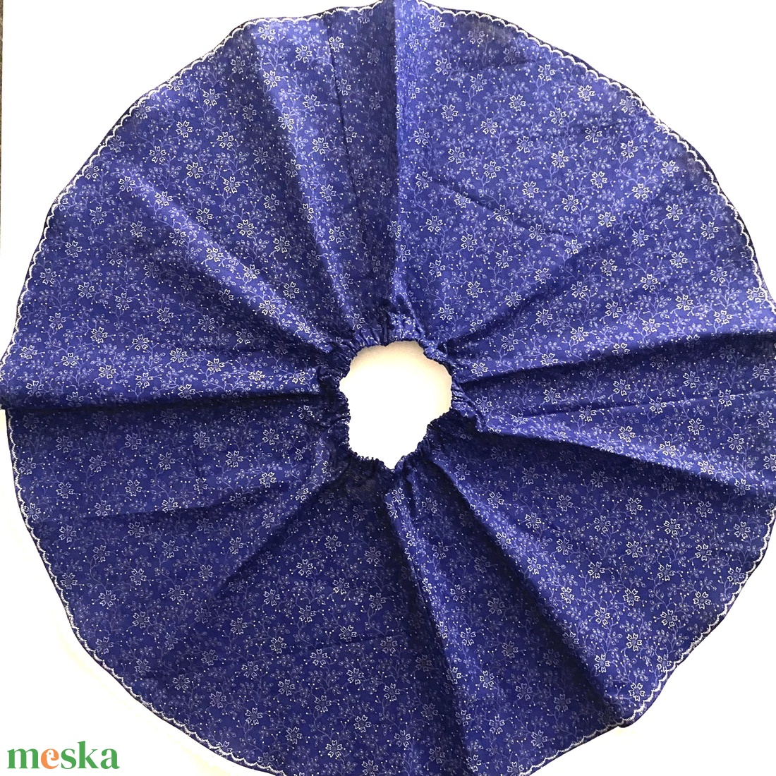 Pörgős szoknya eredeti kékfestő búzavirágos mintával 45 cm hosszú - ruha & divat - gyerekruha - szoknya - Meska.hu
