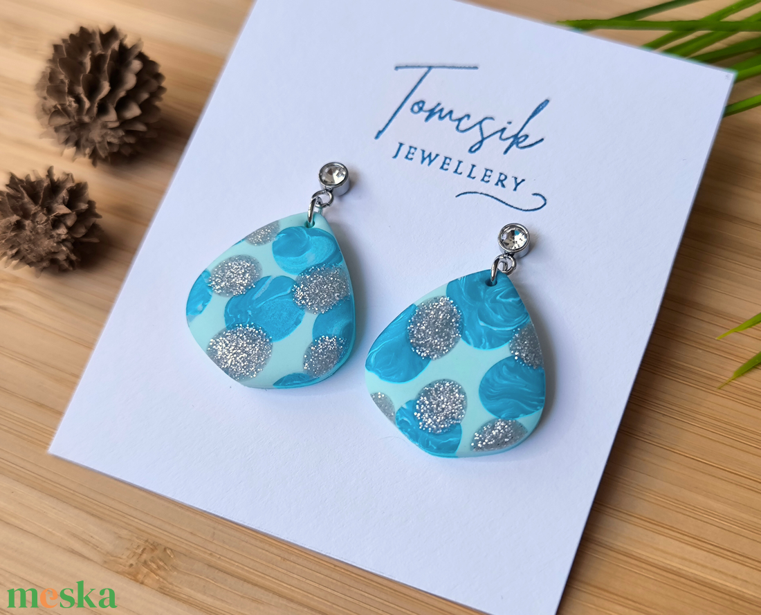 Fülbevaló - Glitter Blue - ékszer - fülbevaló - lógó fülbevaló - Meska.hu