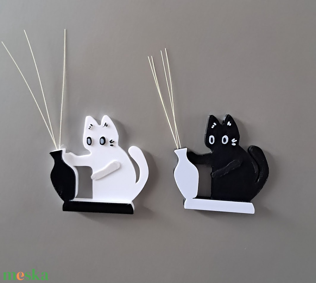 Macskabajusz tartó hűtőmágnes, 2 db 2000 ft, 3D nyomtatott. - otthon & életmód - dekoráció - dísztárgy - Meska.hu