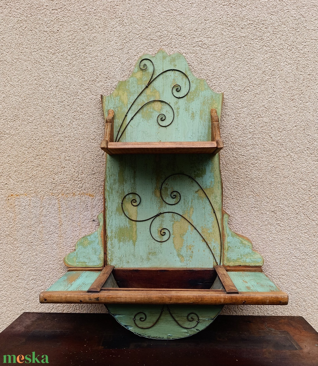 Rusztikus antikolt tálca, kínáló, polc - otthon & életmód - bútor - polc - Meska.hu