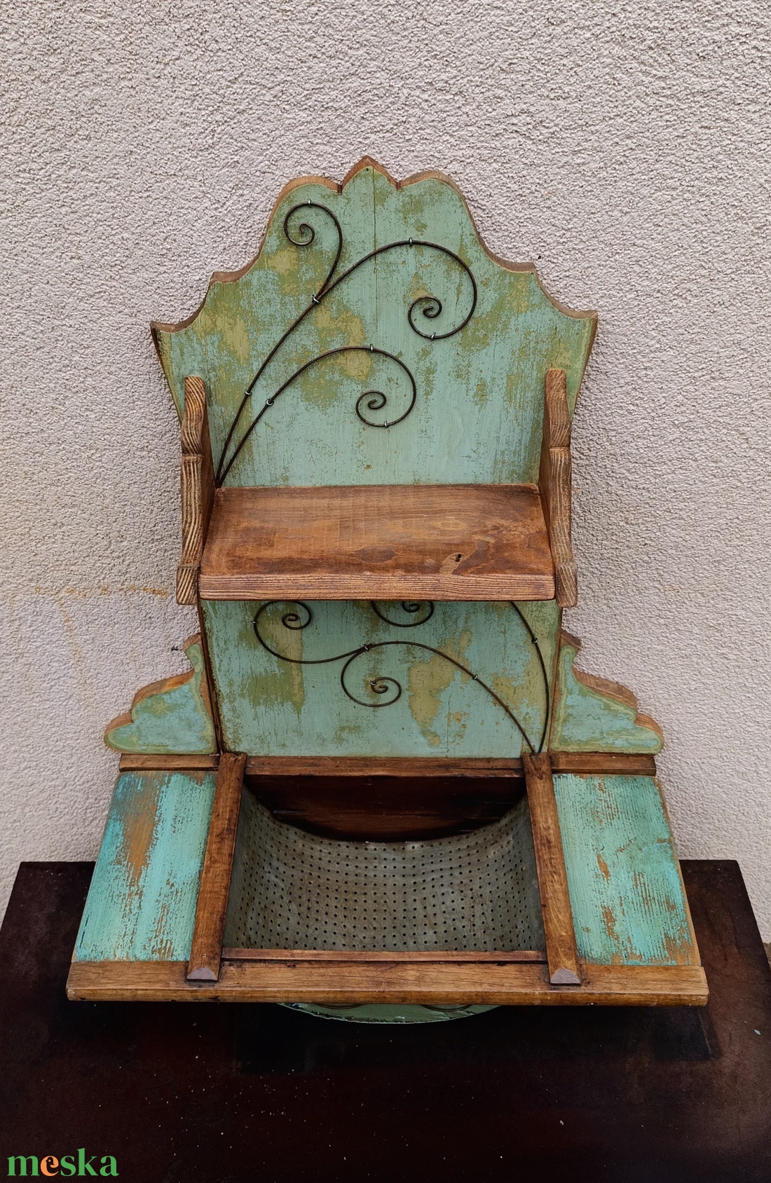 Rusztikus antikolt tálca, kínáló, polc - otthon & életmód - bútor - polc - Meska.hu