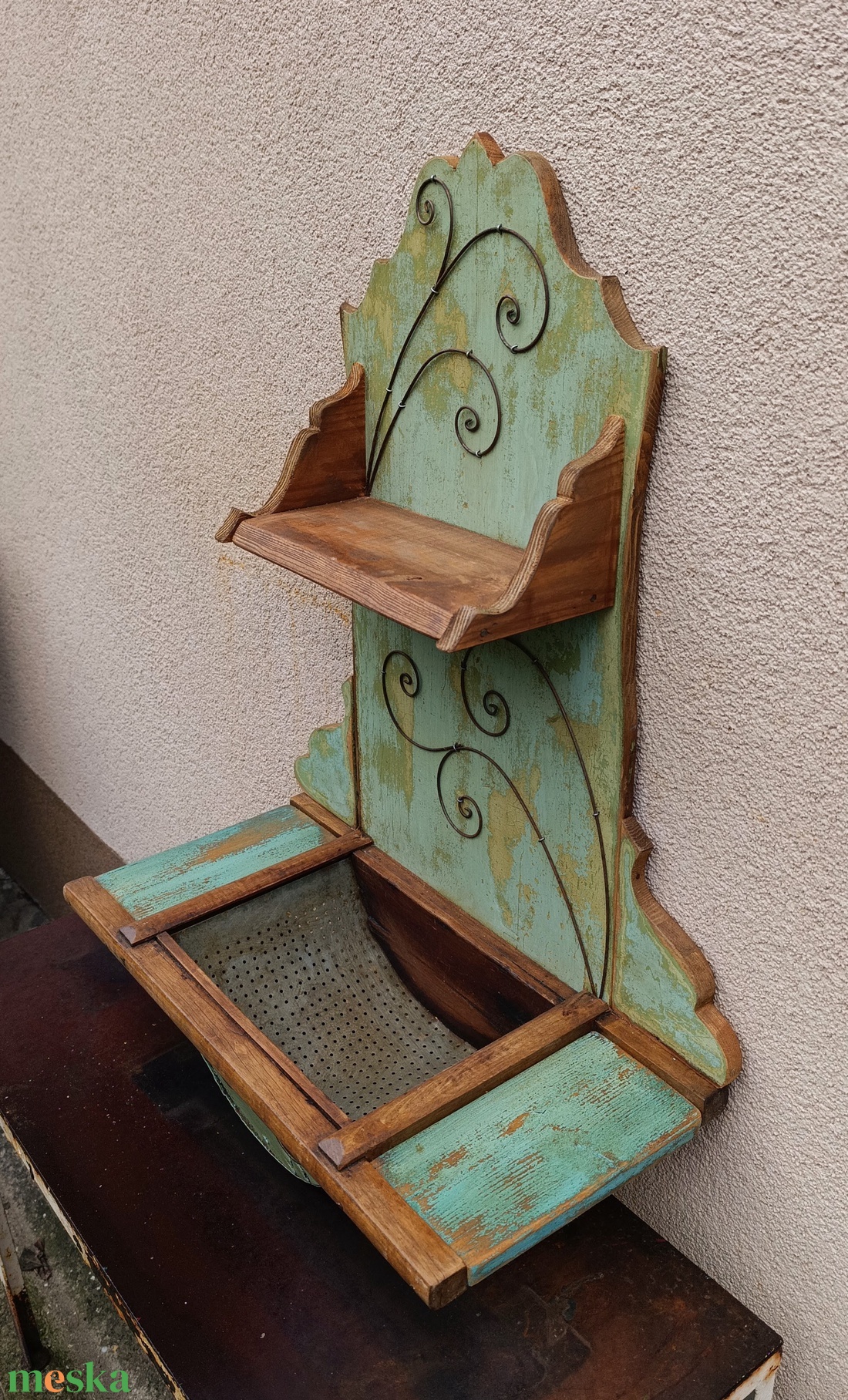 Rusztikus antikolt tálca, kínáló, polc - otthon & életmód - bútor - polc - Meska.hu