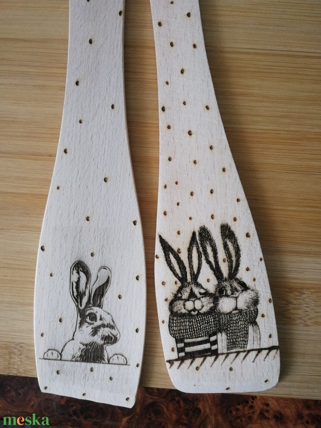 Nyuszis konyhai szett - otthon & életmód - konyhafelszerelés, tálalás - sütés, főzés - vágódeszka - Meska.hu