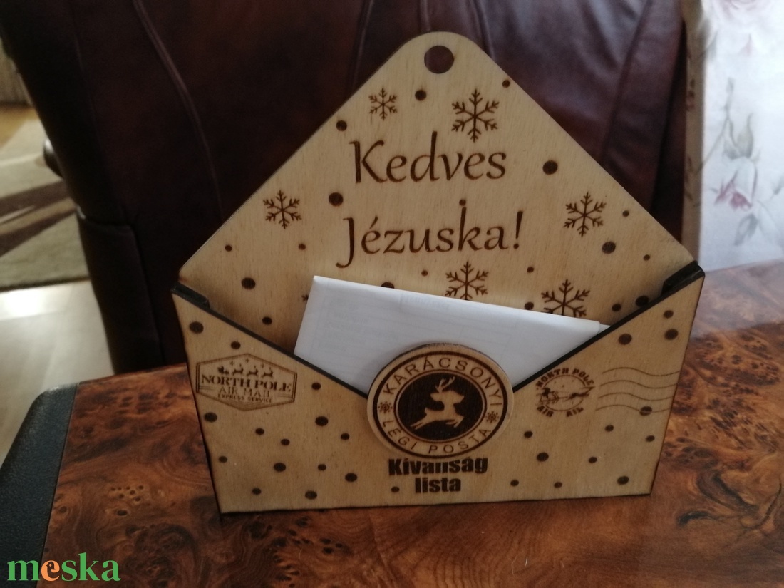 Jézuska-posta (kívánság listát gyűjtő dobozka) - karácsony - karácsonyi lakásdekoráció - karácsonyi manók, figurák - Meska.hu
