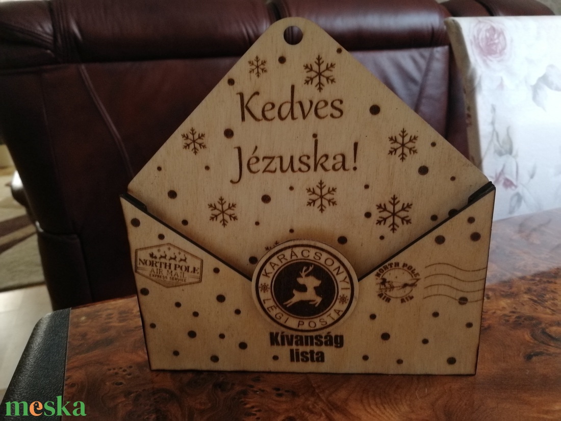 Jézuska-posta (kívánság listát gyűjtő dobozka) - karácsony - karácsonyi lakásdekoráció - karácsonyi manók, figurák - Meska.hu
