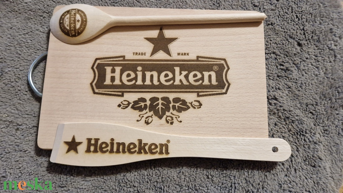Heineken mintás konyhai szett - otthon & életmód - konyhafelszerelés, tálalás - sütés, főzés - vágódeszka - Meska.hu