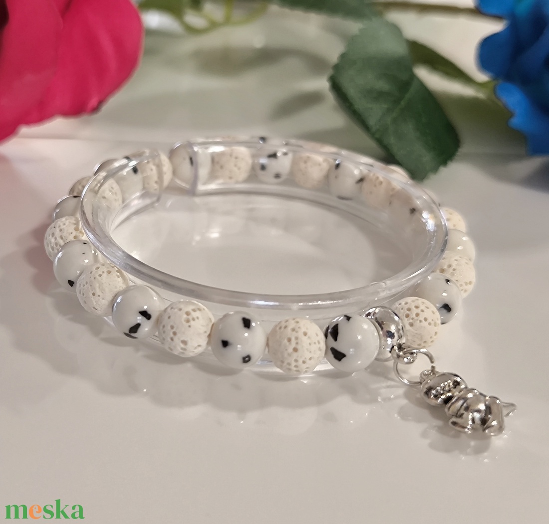 Ásvány karkötő - dinoszaurusz medállal - ékszer - karkötő - karkötő medállal - Meska.hu