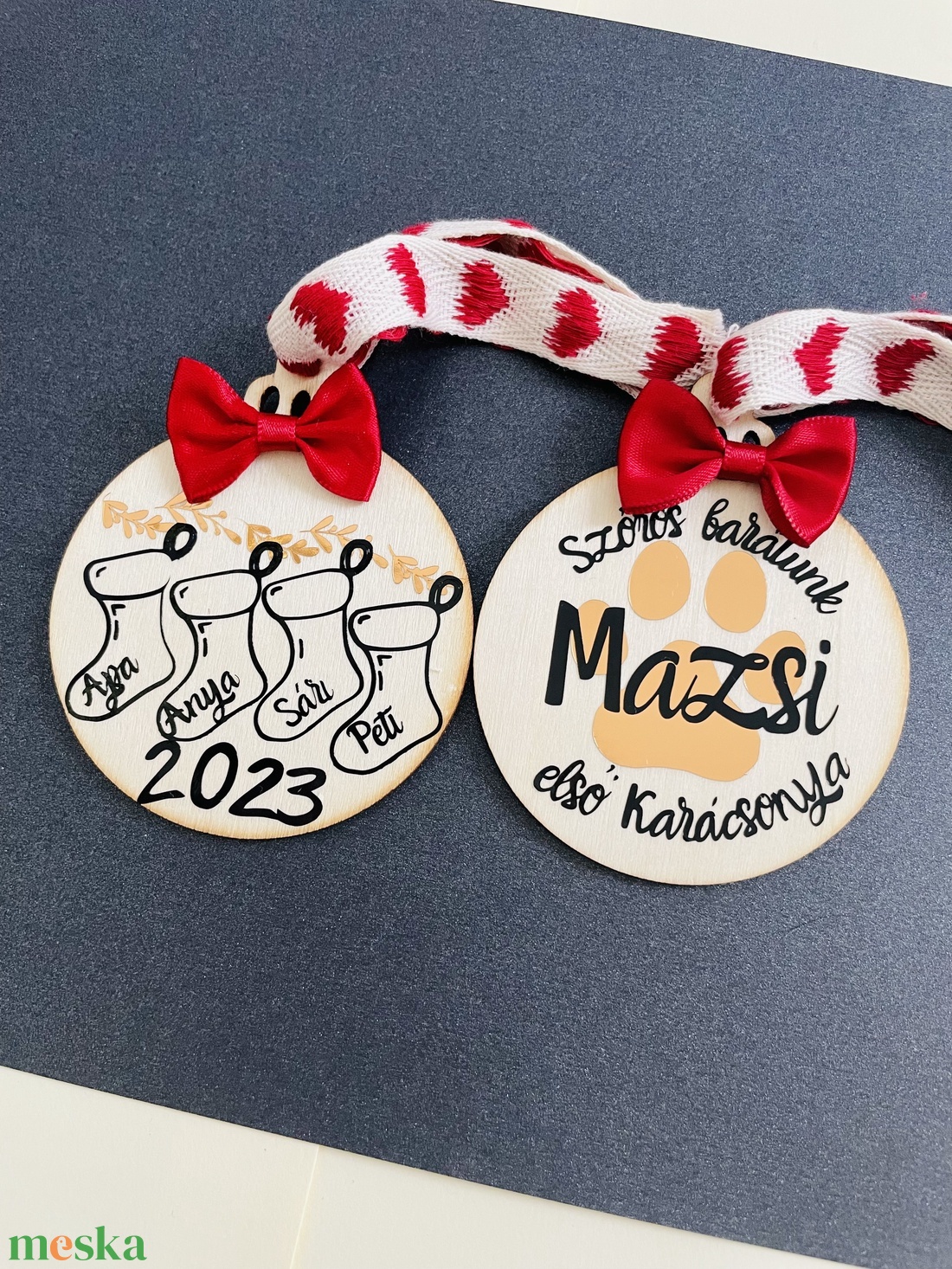 Egyedi neves fa karácsonyfadísz díszdobozban - karácsony - karácsonyi lakásdekoráció - karácsonyfadíszek - Meska.hu