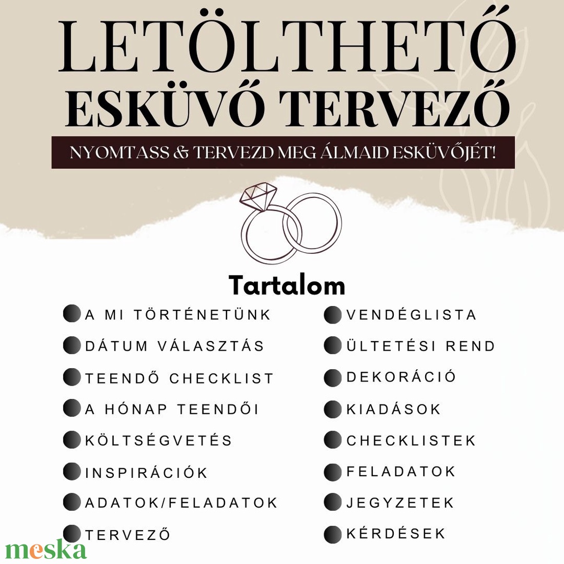 Nyomtatható esküvő tervező PDF fájl - esküvő - emlék & ajándék - köszönőajándék - Meska.hu Nyomtatható esküvő tervező PDF fájl - esküvő - emlék & ajándék - köszönőajándék - Meska.hu