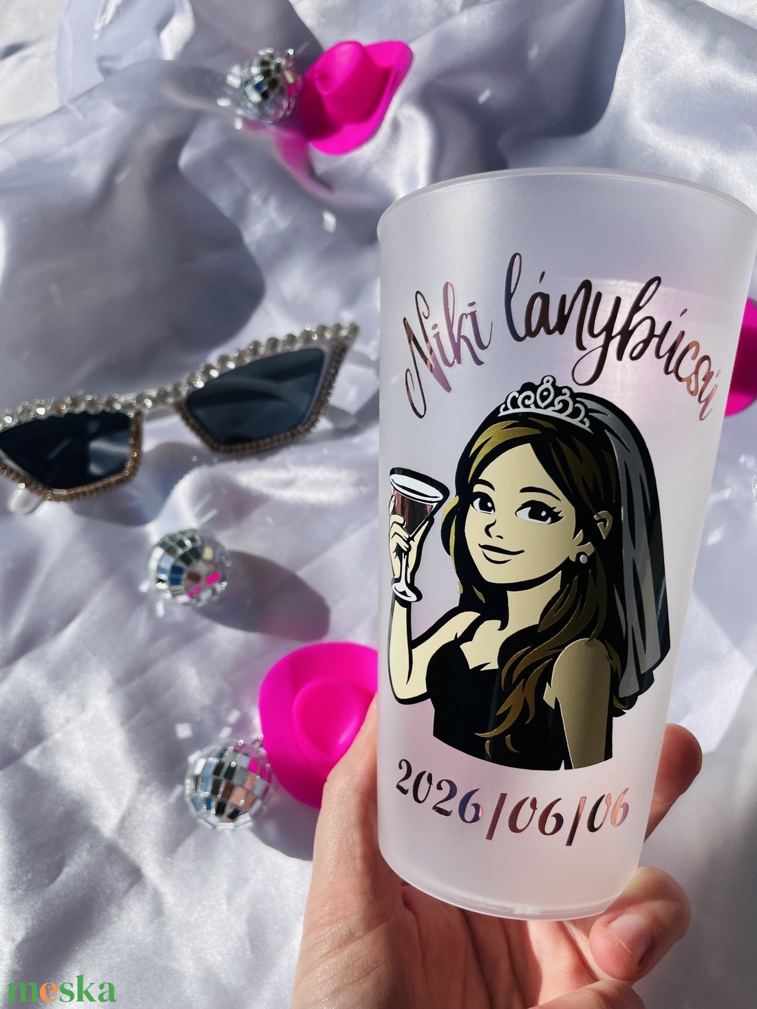 Lánybúcsús repohár személyre szabott grafikával és feliratta - esküvő - lánybúcsú - Meska.hu