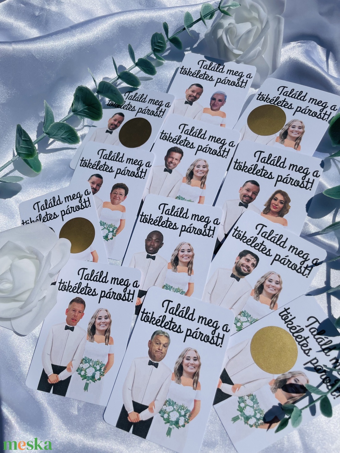 Magyar hírességes esküvői kaparós sorsjegy a fotótokkal - 18 db kártya - esküvő - emlék & ajándék - köszönőajándék - Meska.hu