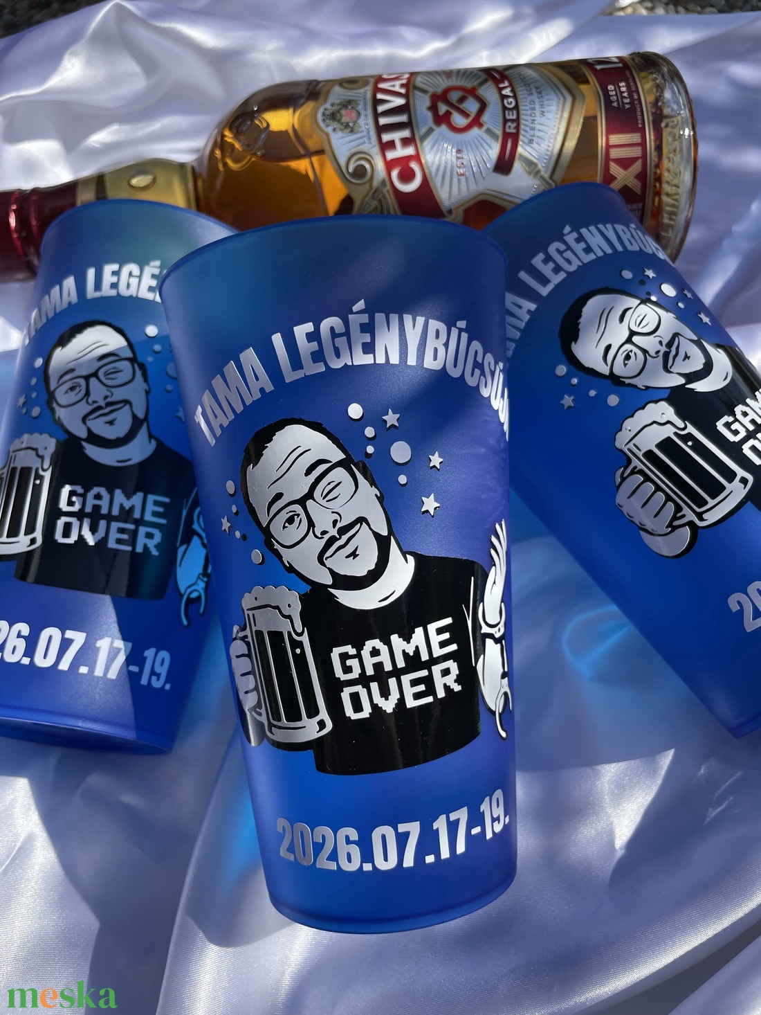 Legénybúcsús buli pohár saját fotóról készült grafikával és egyedi nevekkel - esküvő - legénybúcsú - Meska.hu