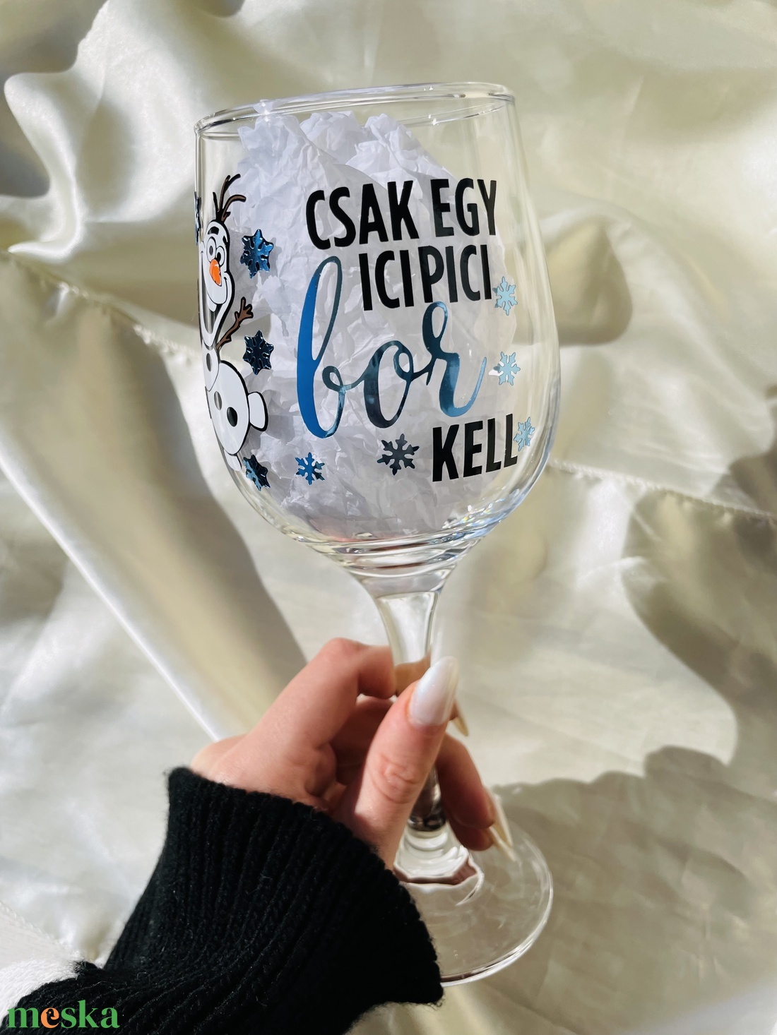 Karácsonyi boros pohár vicces felirattal - Hóember - otthon & életmód - konyhafelszerelés, tálalás - tálalás - boros poharak, szettek - Meska.hu