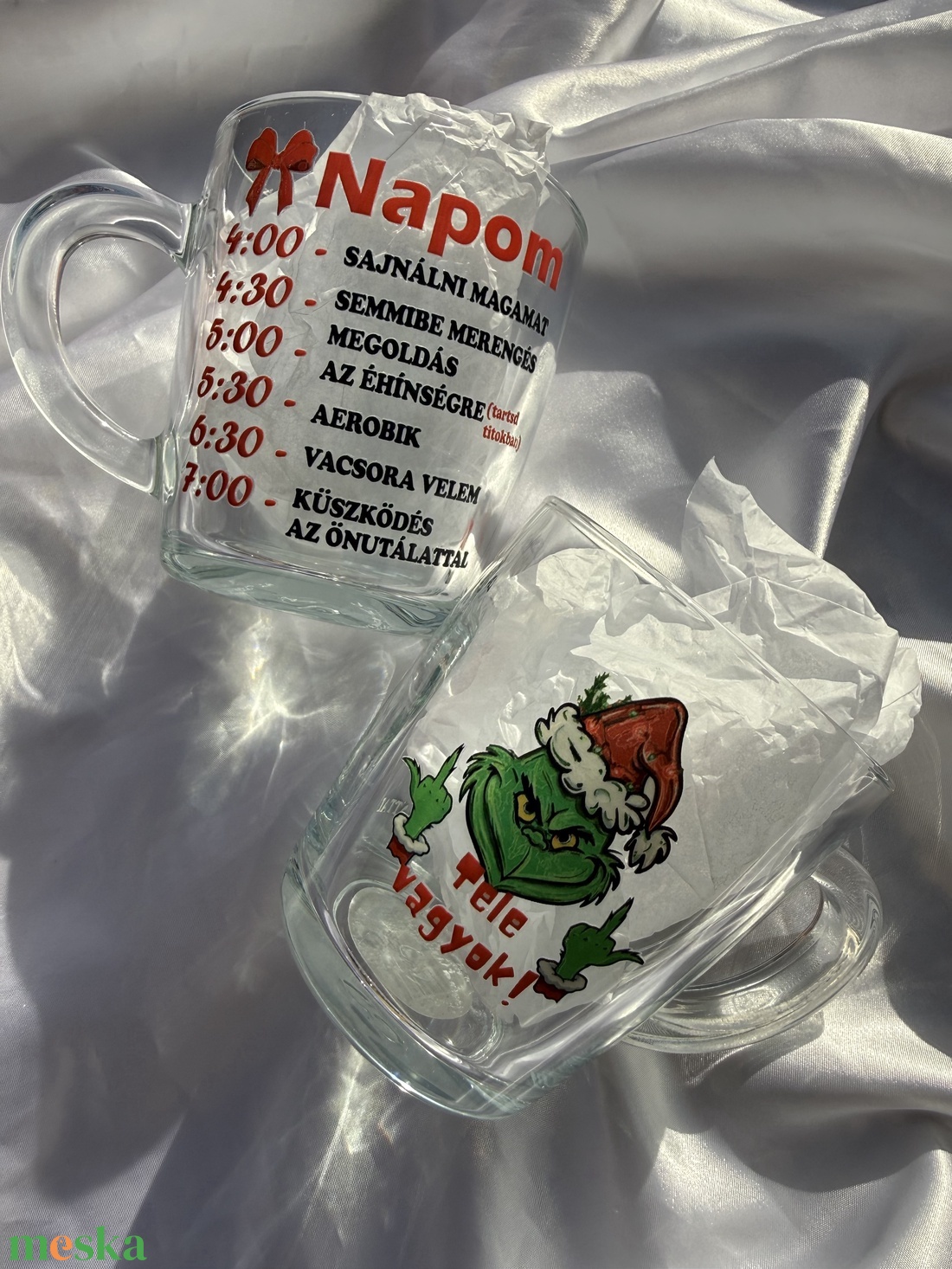 Grincs napirendes karácsonyi üveg bögre -  - Meska.hu