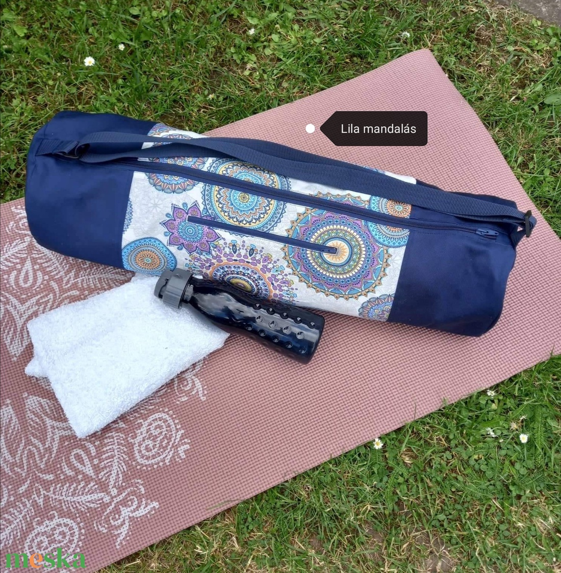 Jógamatrac táska lila mandalás - táska & tok - edzőtáskák - edzőtáskák - Meska.hu