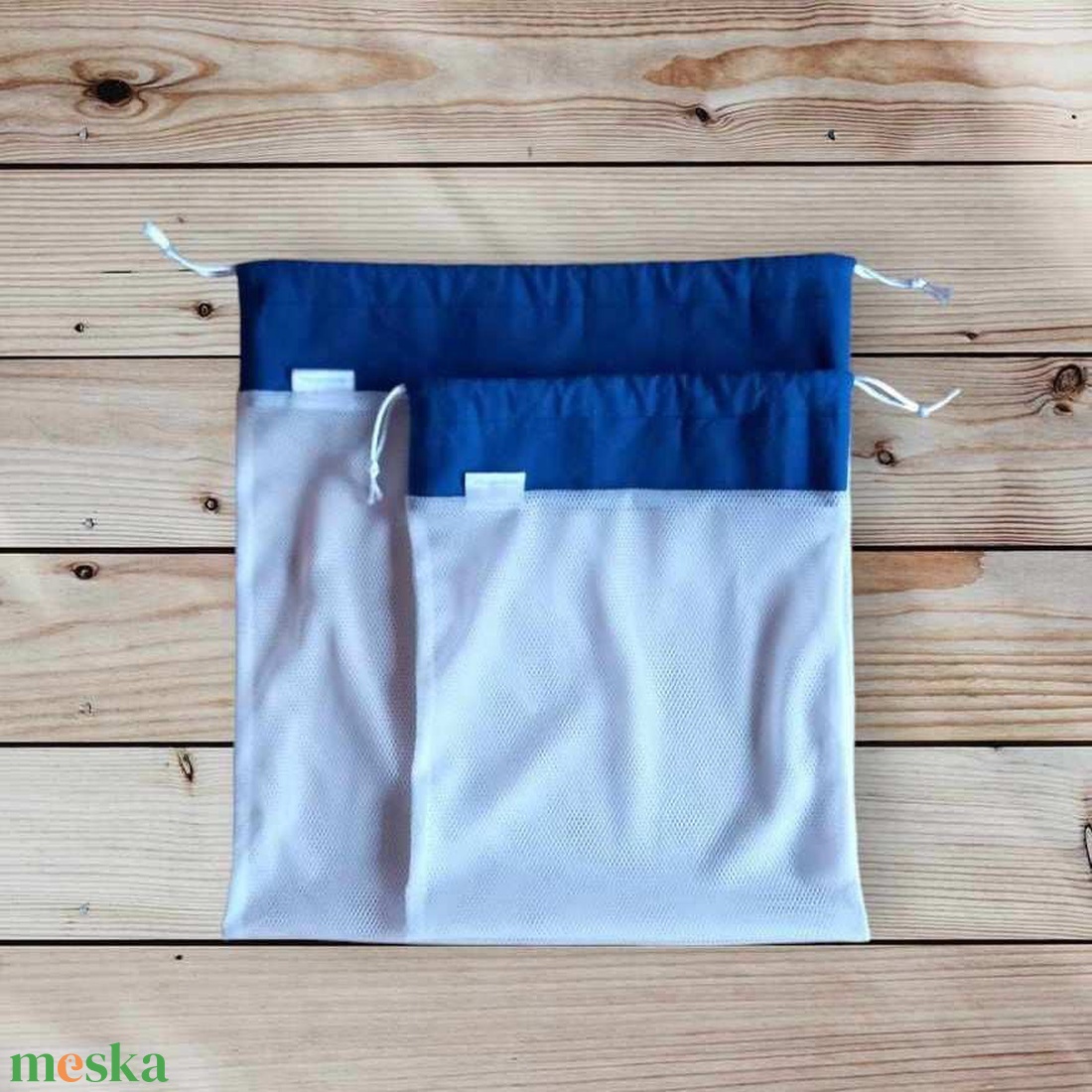 Ökoszett (2 db-os) sötétkék - táska & tok - bevásárlás & shopper táska - zöldség/gyümölcs zsák - Meska.hu