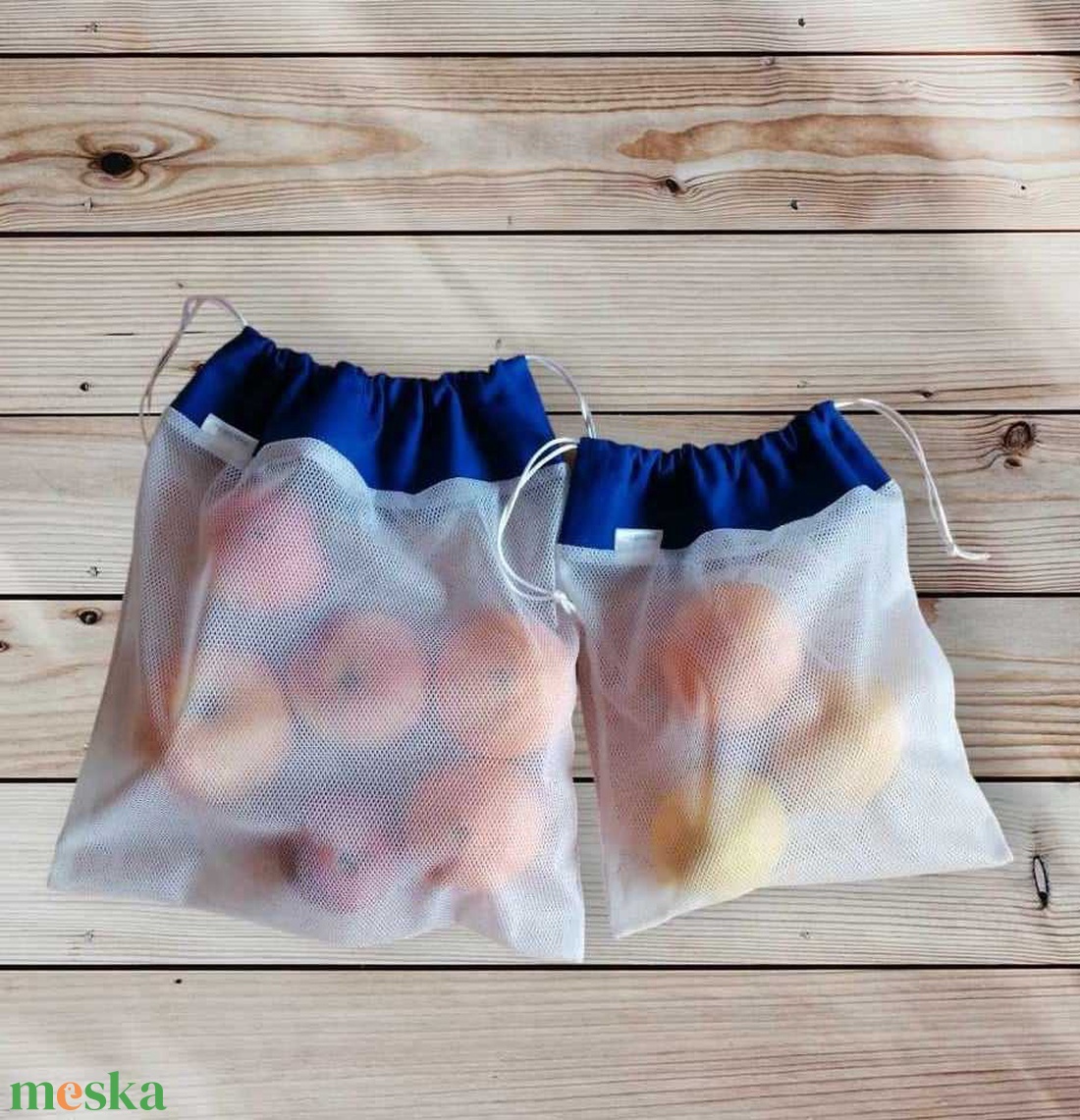 Ökoszett (2 db-os) sötétkék - táska & tok - bevásárlás & shopper táska - zöldség/gyümölcs zsák - Meska.hu