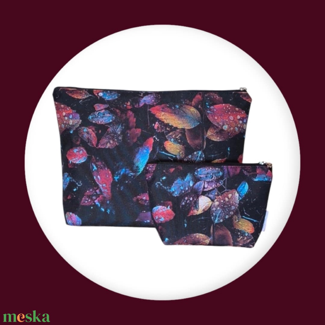 Neszesszer szett színes faleveles - táska & tok - neszesszer - Meska.hu