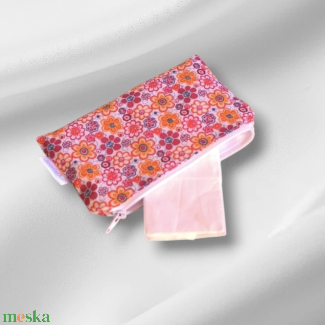 Zsebkendőtartó narancs virágos - táska & tok - pénztárca & más tok - zsebkendőtartó tok - Meska.hu