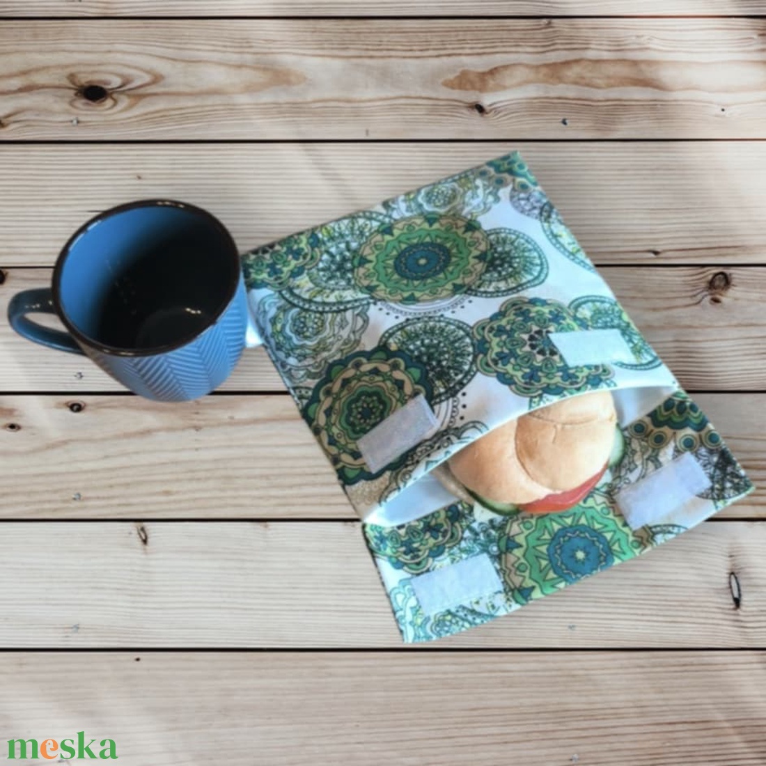 Nasitartó zöld mandalás - táska & tok - uzsonna- & ebéd tartó - szendvics csomagoló - Meska.hu