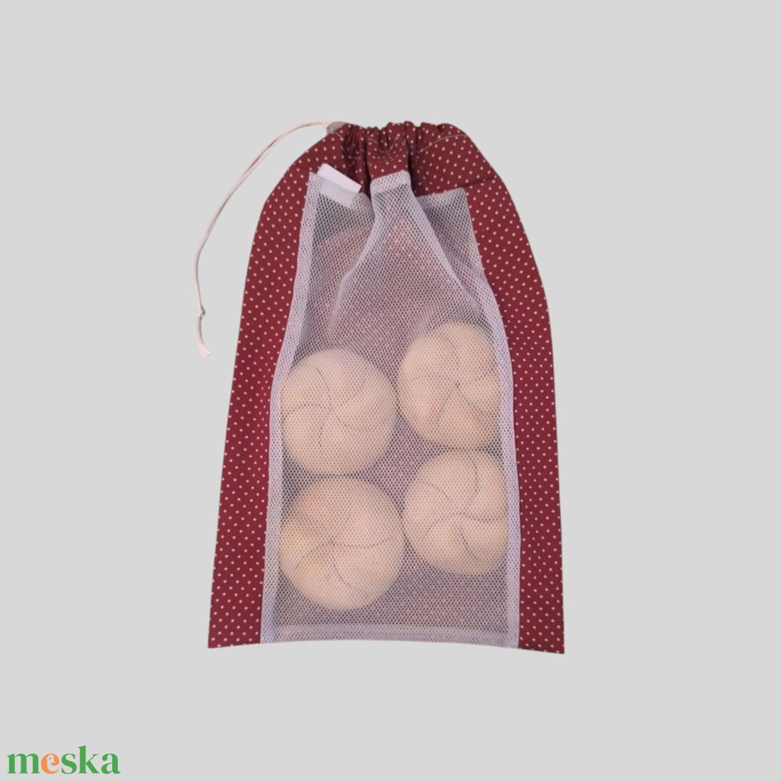 Frissentartó kenyeres zsák+bevásárló zsák bordó pöttyös - táska & tok - bevásárlás & shopper táska - kenyeres zsák - Meska.hu