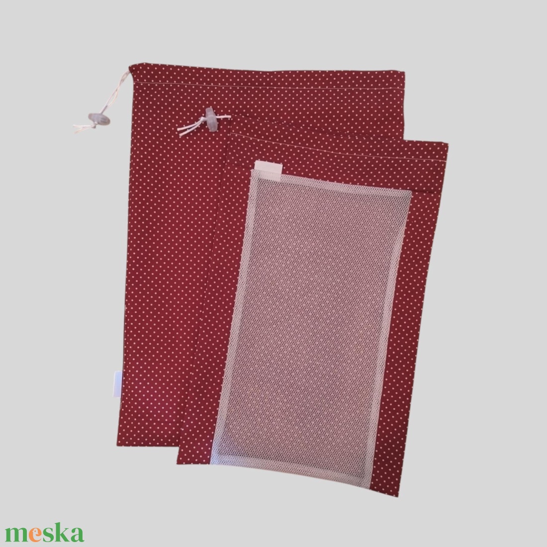 Frissentartó kenyeres zsák+bevásárló zsák bordó pöttyös - táska & tok - bevásárlás & shopper táska - kenyeres zsák - Meska.hu