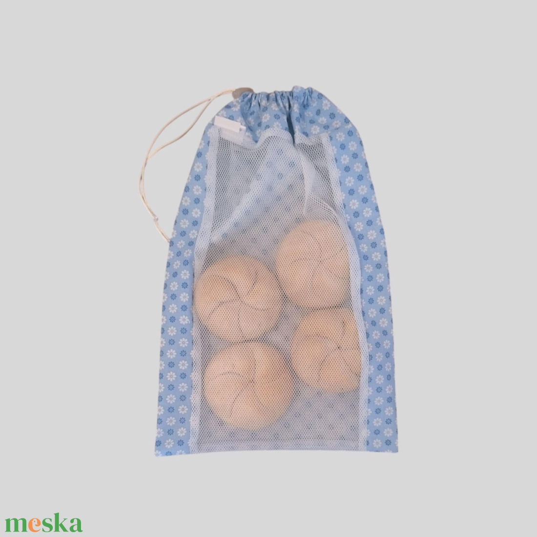 Frissentartó kenyeres zsák+bevásárló zsák kék margarétás - táska & tok - bevásárlás & shopper táska - kenyeres zsák - Meska.hu