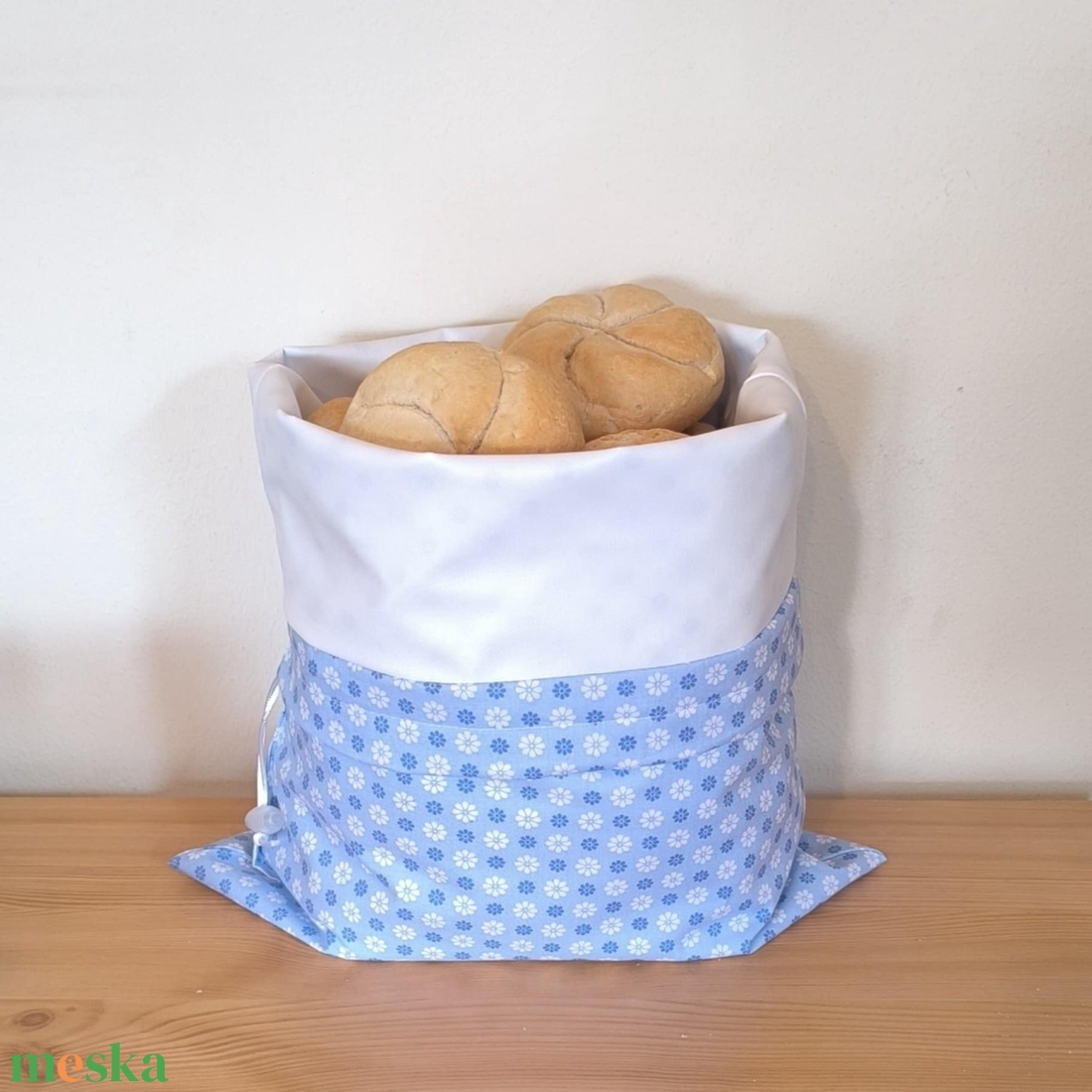 Frissentartó kenyeres zsák+bevásárló zsák kék margarétás - táska & tok - bevásárlás & shopper táska - kenyeres zsák - Meska.hu