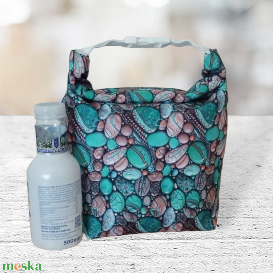 Ételhordó és uzsonnás táska zöld kavicsos - táska & tok - uzsonna- & ebéd tartó - ebéd tasak, doboz - Meska.hu