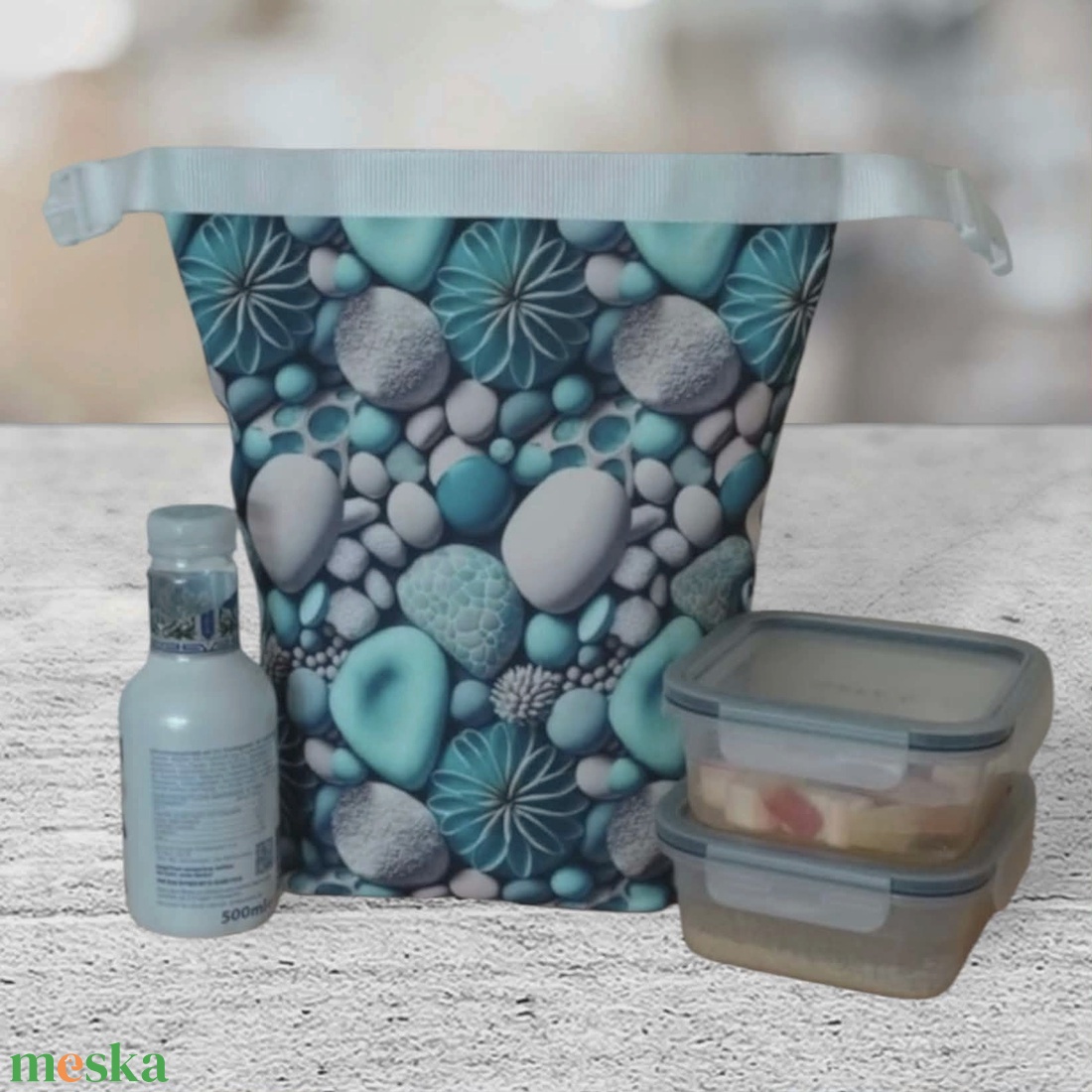 Ételhordó és uzsonnás táska menta kavicsos - táska & tok - uzsonna- & ebéd tartó - ebéd tasak, doboz - Meska.hu