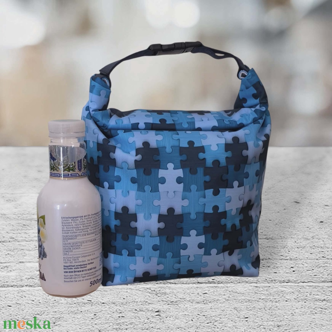 Ételhordó és uzsonnás táska kék puzzle - táska & tok - uzsonna- & ebéd tartó - ebéd tasak, doboz - Meska.hu
