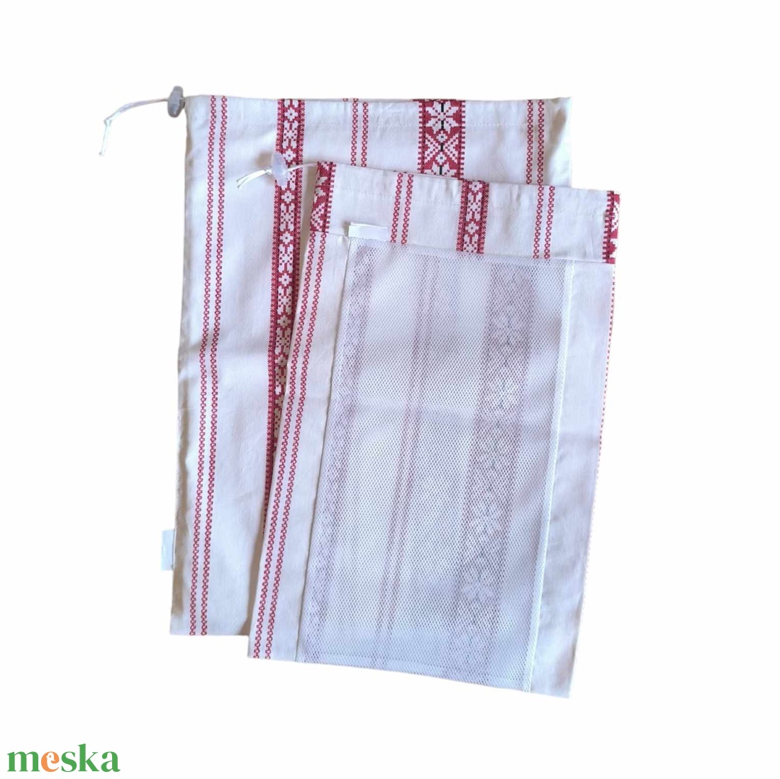 Frissentartó kenyeres zsák+bevásárló zsák piros szőttes - táska & tok - bevásárlás & shopper táska - kenyeres zsák - Meska.hu