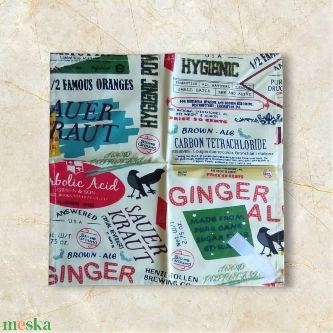 Frissentartó textilszalvéta ginger ale - táska & tok - uzsonna- & ebéd tartó - szendvics csomagoló - Meska.hu