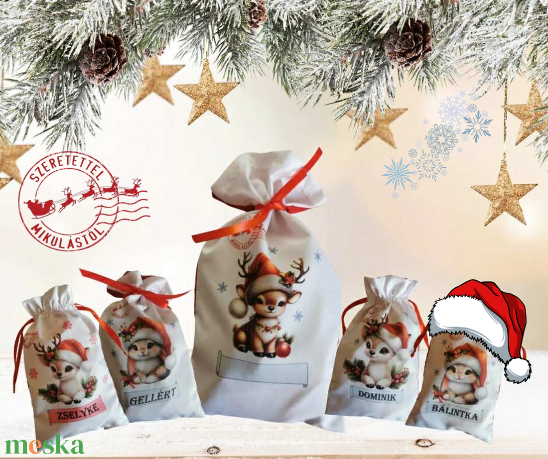 Névre szóló Mikulászsák - karácsony - mikulás - mikulás zsák - Meska.hu
