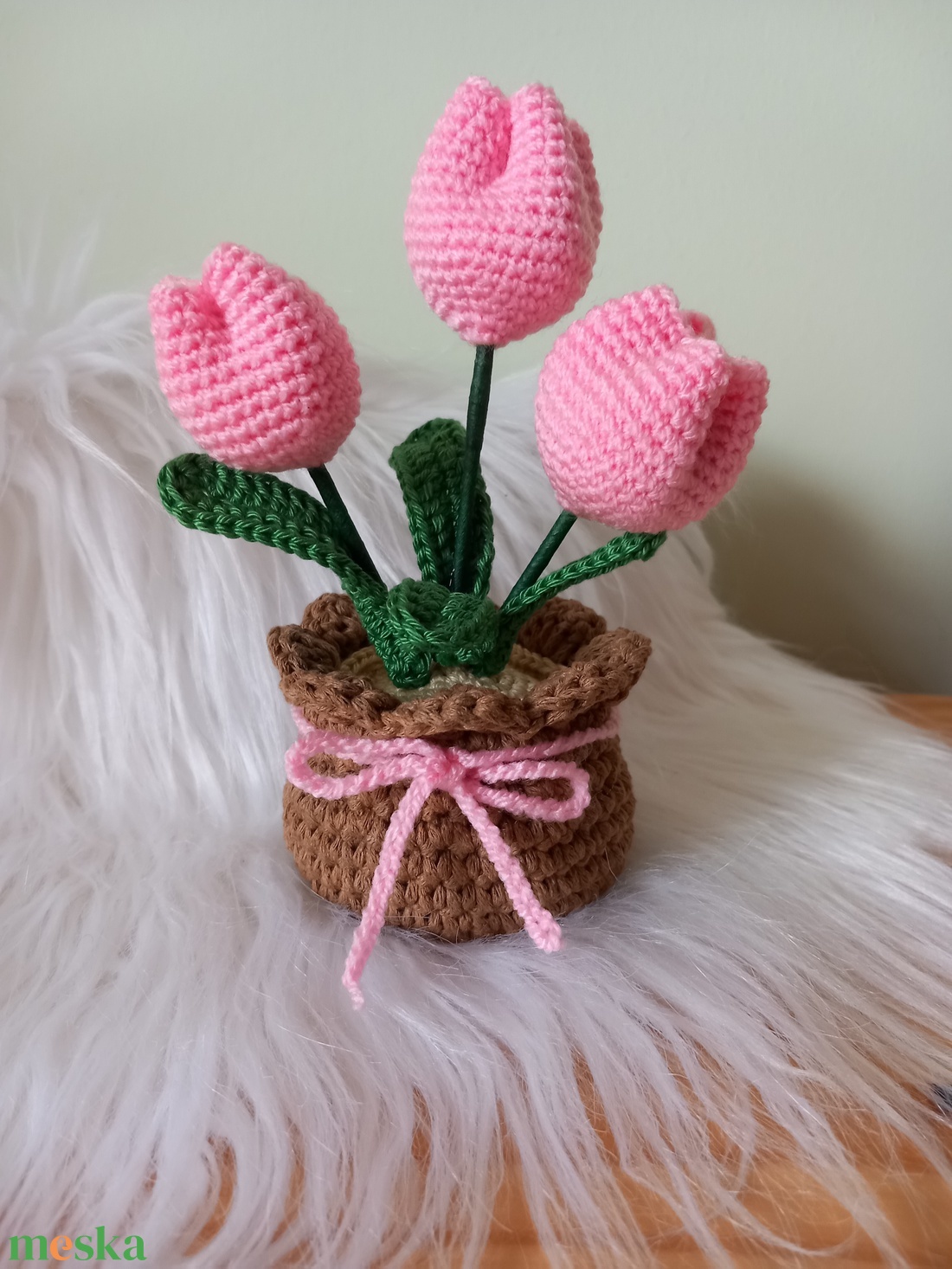Horgolt tulipán - otthon & életmód - dekoráció - asztal és polc dekoráció - horgolt & csipketerítő - Meska.hu