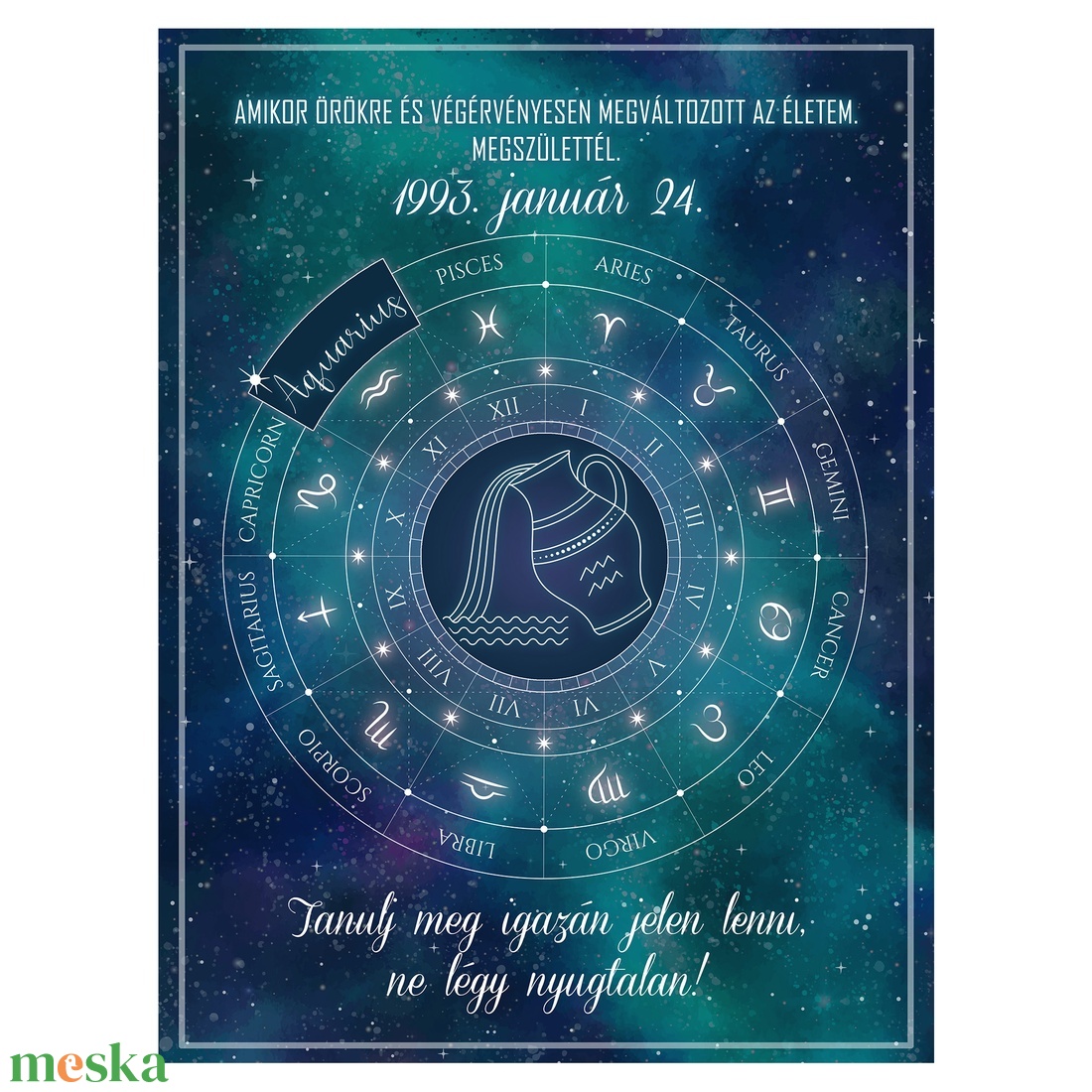 Csillagjegyes kép. Zodiákus jegyek. Kos. Bika. Ikrek. Rák. Oroszlán. Szűz. Mérleg. Skorpió. Nyilas. Bak. Vízöntő. Halak - otthon & életmód - dekoráció - kép & falikép - poszter - Meska.hu