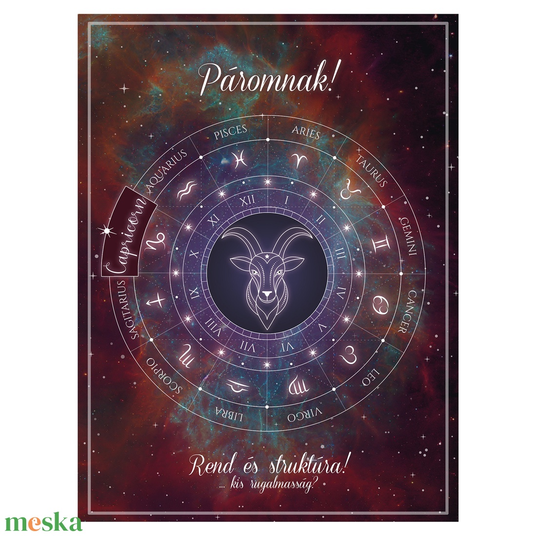 Csillagjegyes kép. Zodiákus jegyek. Kos. Bika. Ikrek. Rák. Oroszlán. Szűz. Mérleg. Skorpió. Nyilas. Bak. Vízöntő. Halak - otthon & életmód - dekoráció - kép & falikép - poszter - Meska.hu