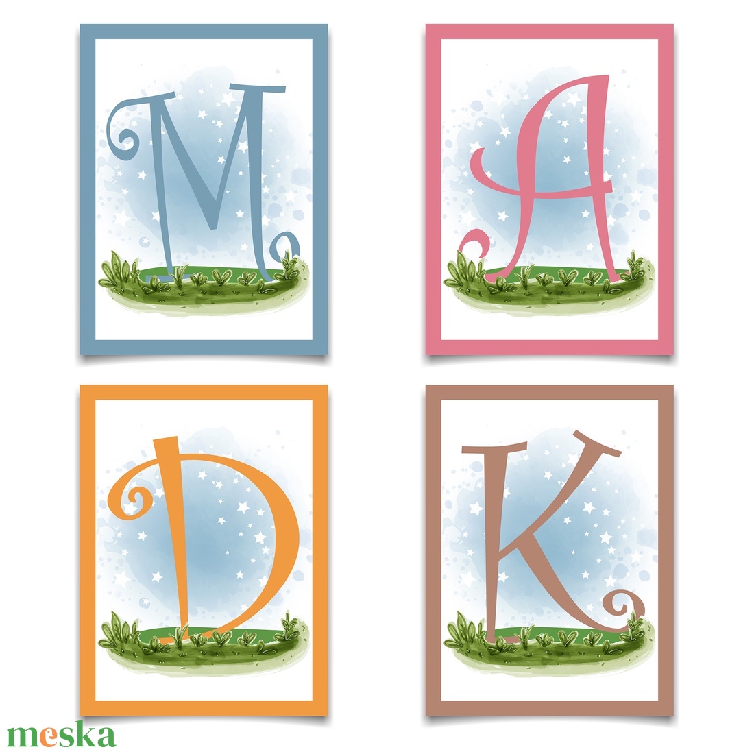 Állatos babaszoba dekoráció. Monogramos képsorozat állatokkal babaszobába. - otthon & életmód - babaszoba, gyerekszoba - babaszoba kép - Meska.hu