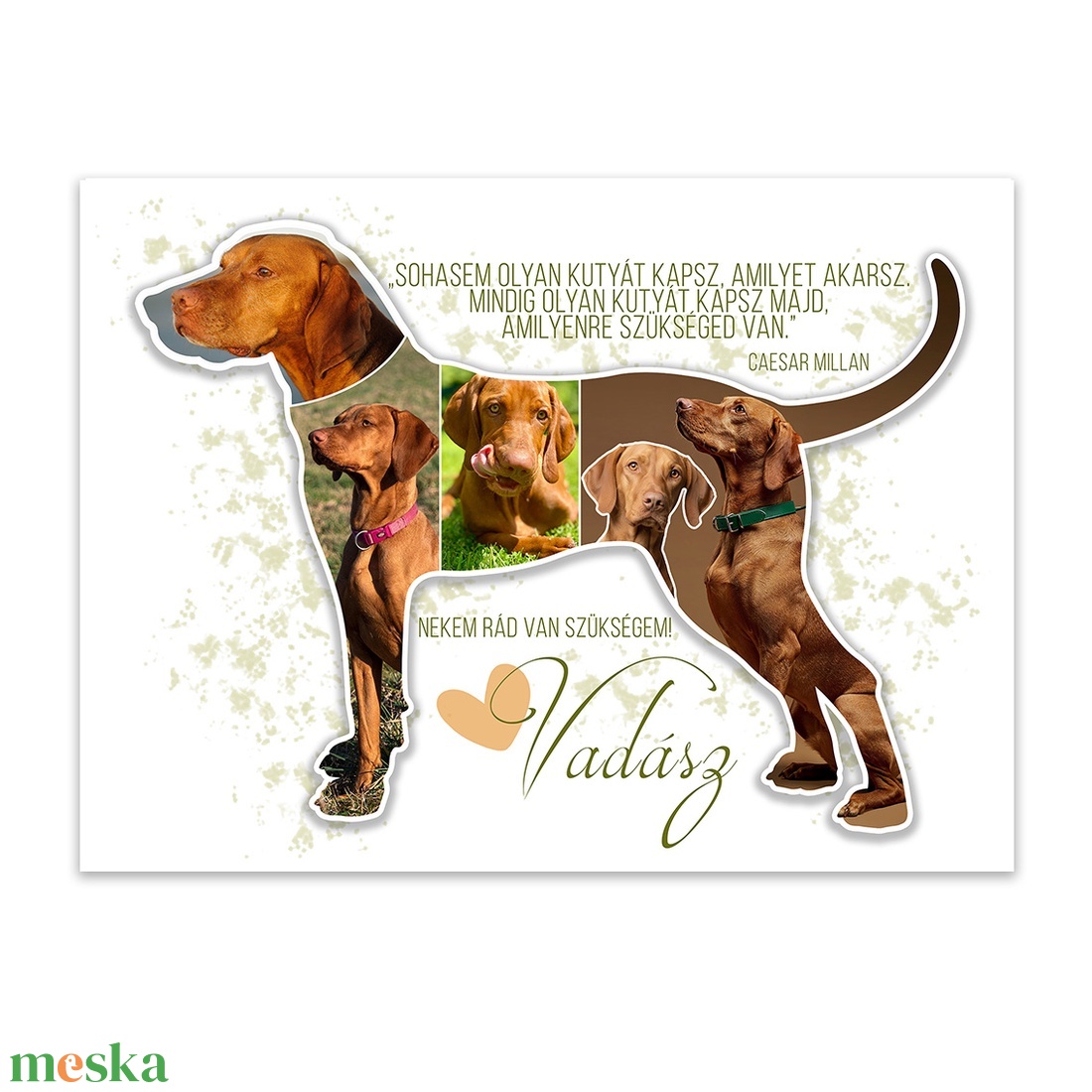 Fotókollázs vizsla sziluettel. Vizslás fotókollázs kutyád képeivel. Magyar vizsla. Német vizsla. Pointer. - művészet - kollázs - Meska.hu