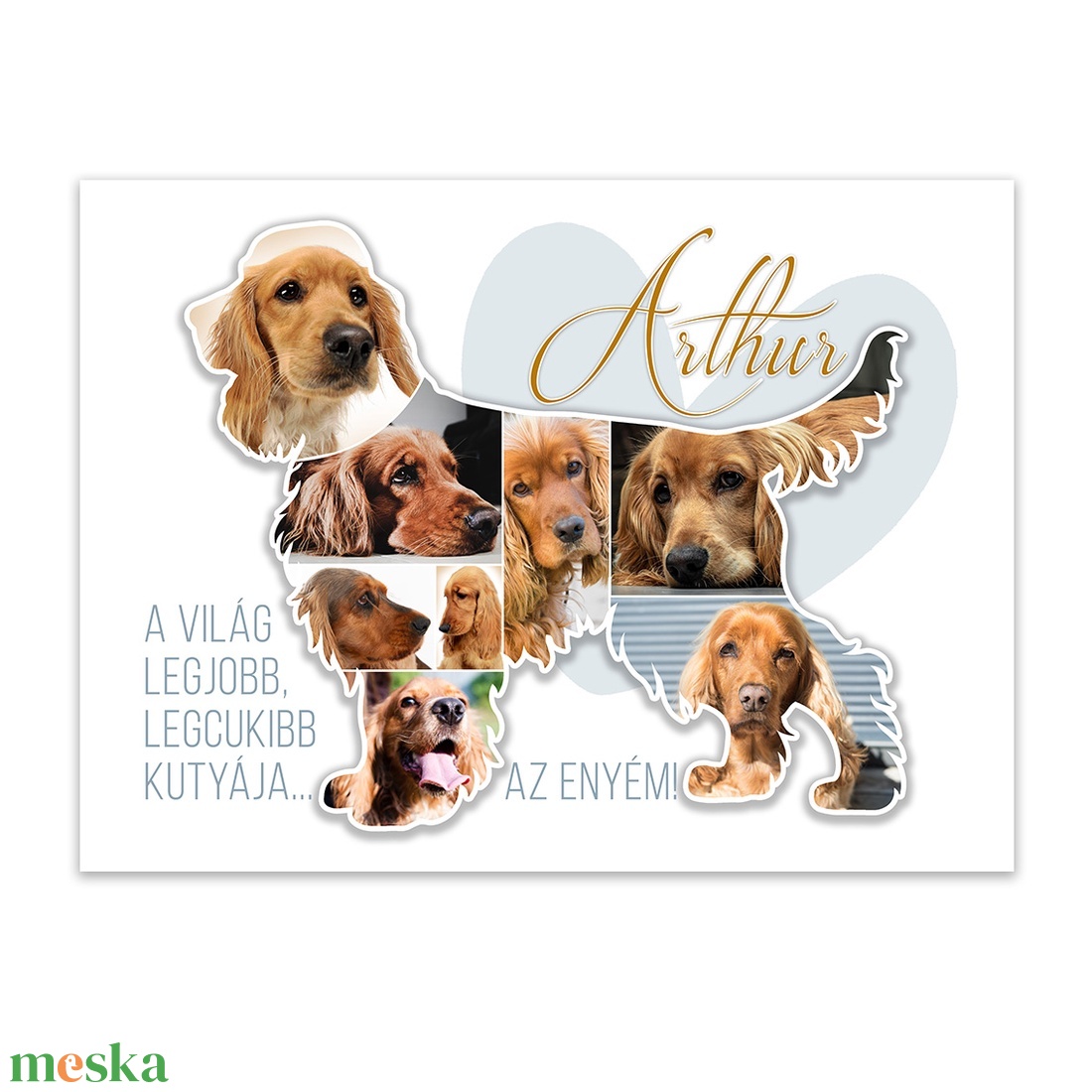 Fotókollázs spániel sziluettel. Spániel fotókollázs kutyád képeivel. Cocker spániel. - művészet - kollázs - Meska.hu