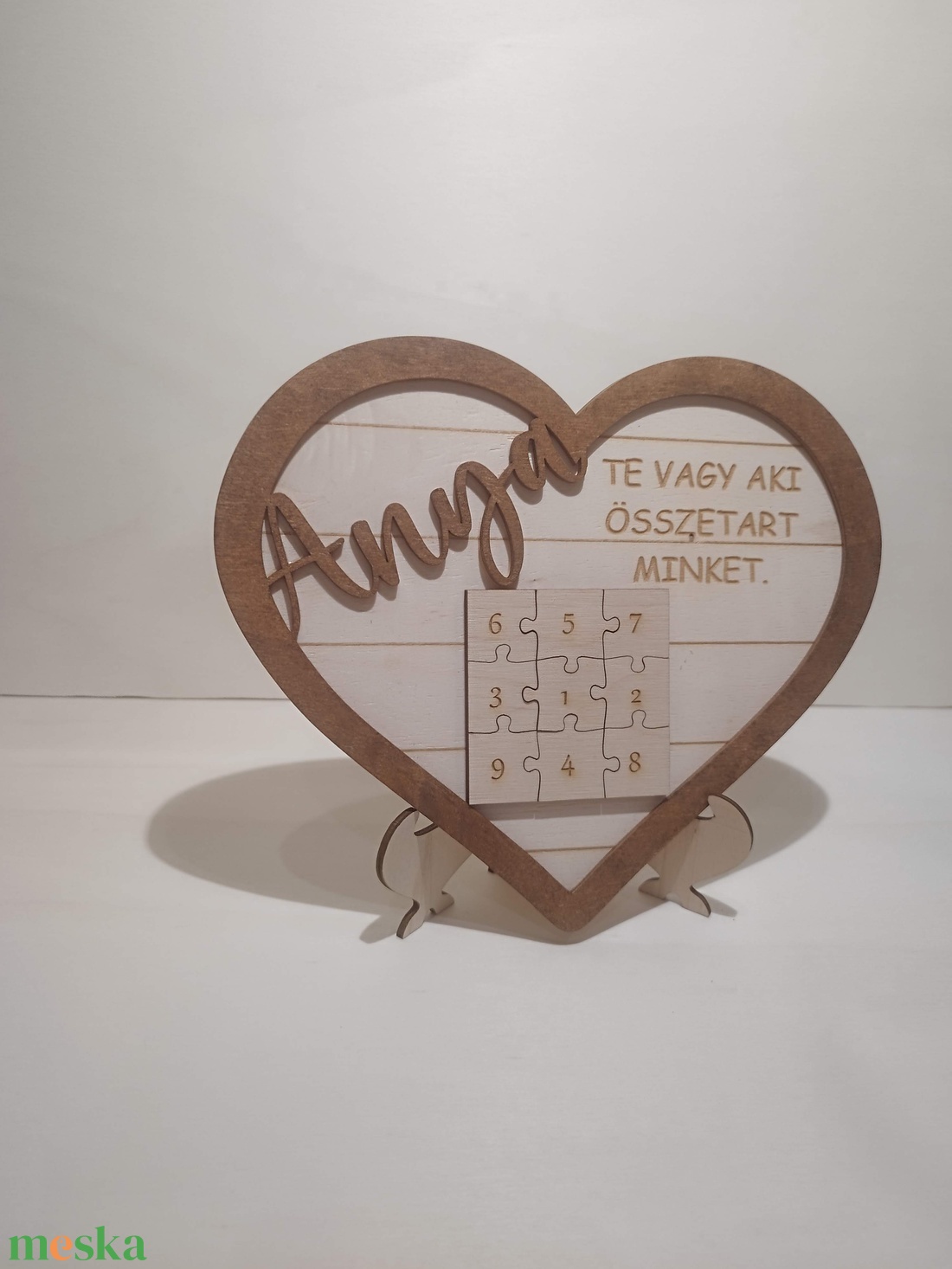 Szív alakú puzzle kép Anya - otthon & életmód - dekoráció - asztal és polc dekoráció - asztaldísz - Meska.hu