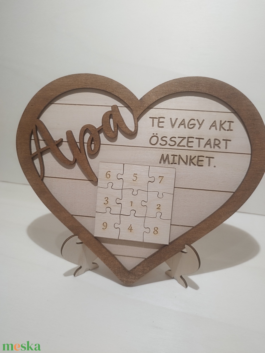 Szív alakú puzzle kép Apa - otthon & életmód - dekoráció - asztal és polc dekoráció - asztaldísz - Meska.hu