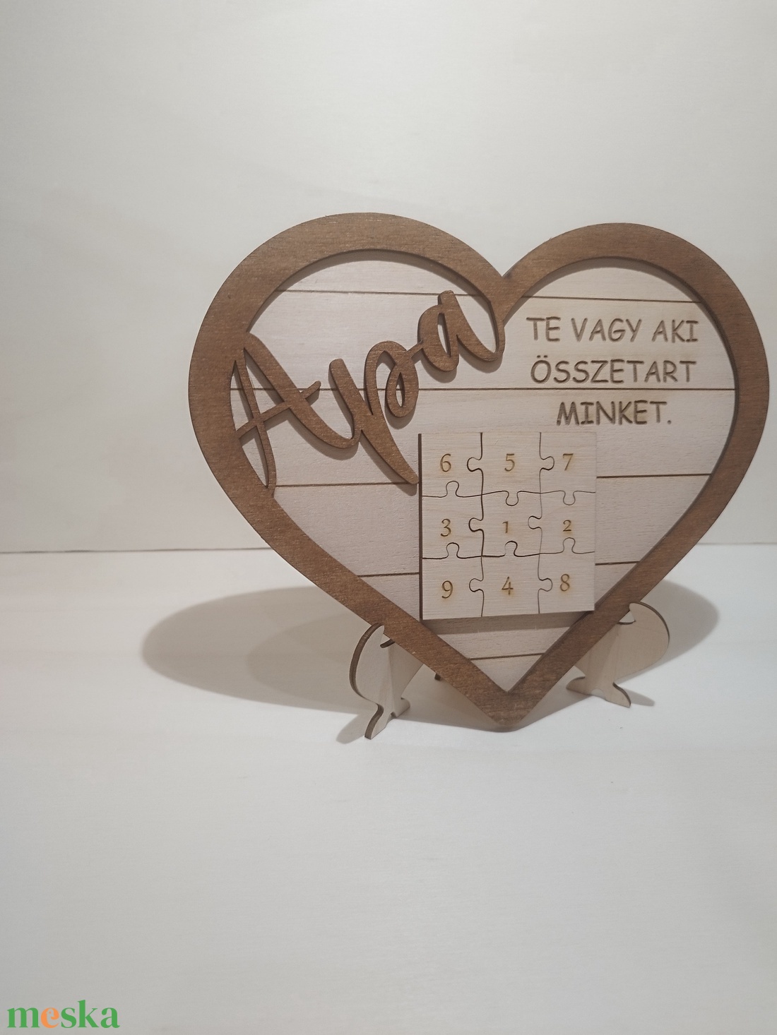 Szív alakú puzzle kép Apa - otthon & életmód - dekoráció - asztal és polc dekoráció - asztaldísz - Meska.hu