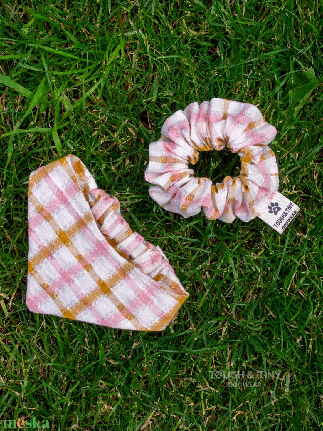 Matching szett (bandana és scrunchie) - Matcha Kollekció - otthon & életmód - kisállatoknak - kutyáknak - kutya ruházat - Meska.hu