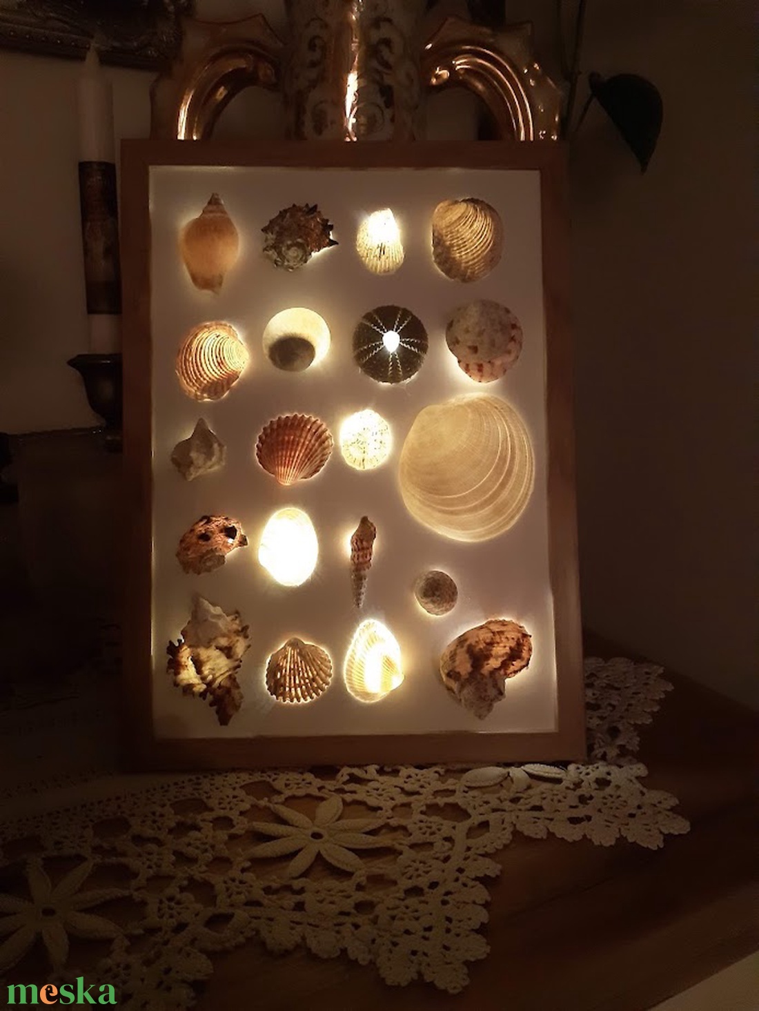 Világító kagylókép - otthon & életmód - dekoráció - dísztárgy - Meska.hu