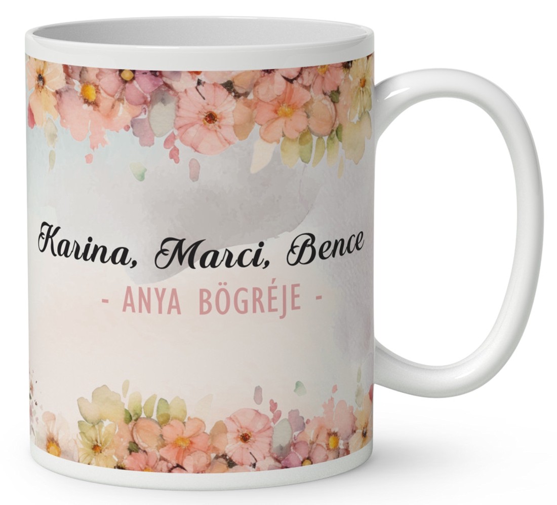 Kérd a neveddel - Anya és a három gyermeke mintás bögre - otthon & életmód - konyhafelszerelés, tálalás - tálalás - bögre & csésze - Meska.hu