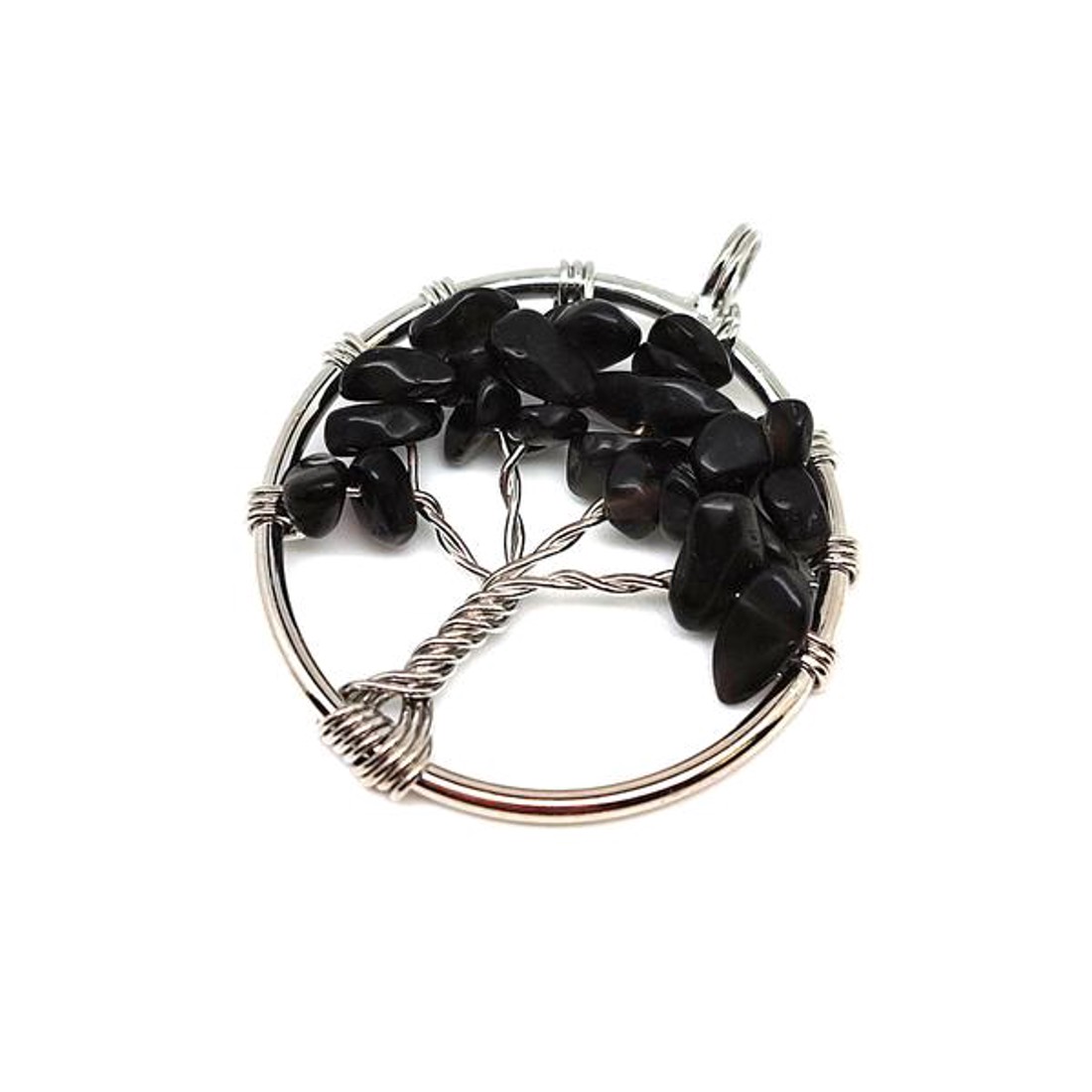 Életfa medál drótos Obszidián 3cm - ékszer - nyaklánc - medál - Meska.hu