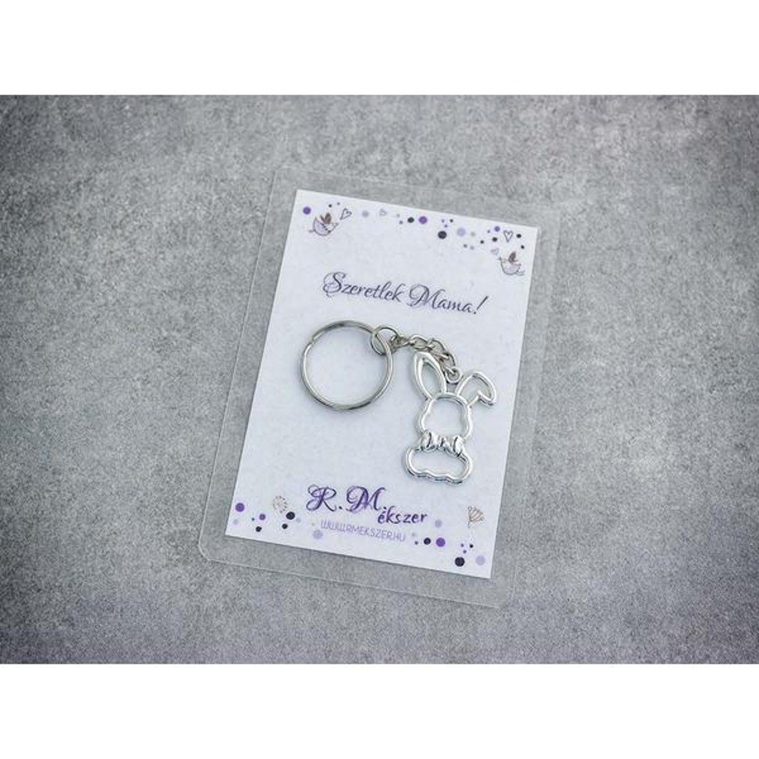 Szeretlek Mama stílusos nyuszi medálos kulcstartó -  - Meska.hu