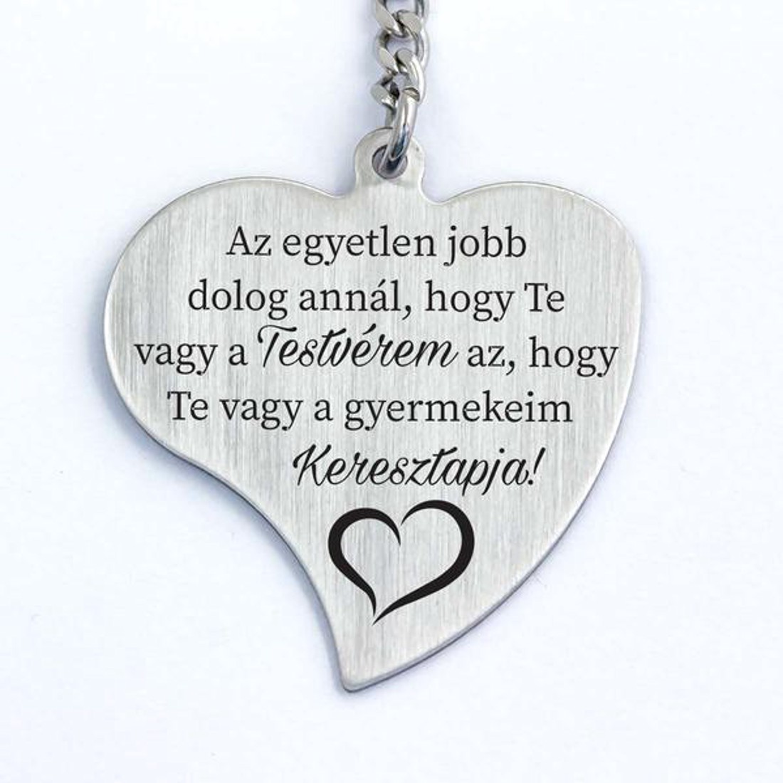 Testvéremnek Gyermekem Keresztapjának Gravírozott Szív Kulcstartó - táska & tok - kulcstartó & táskadísz - kulcstartó - Meska.hu
