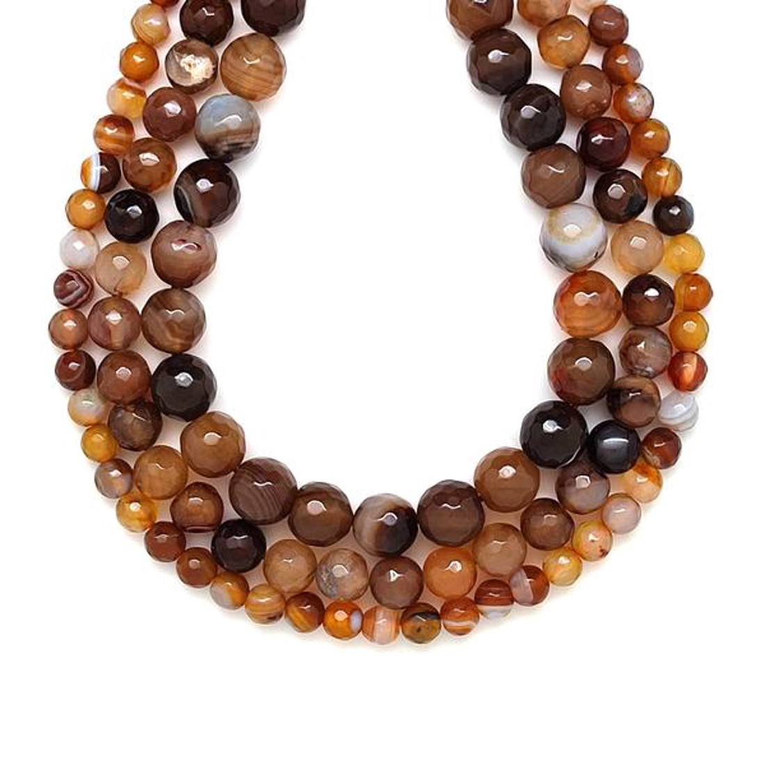 Achát fazettált golyó barna sávos szinezett 10mm ékszerkészítő alapanyag (füzér) - kellékek & szerszámok - ásvány alapanyag - ásványfüzér - Meska.hu